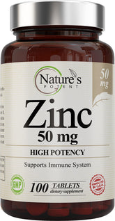 Nature's Potent botella frontal mostrando 100 tabletas y beneficio de apoyo inmune