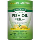 Nature's Truth frasco delantero mostrando cantidad y beneficio omega-3