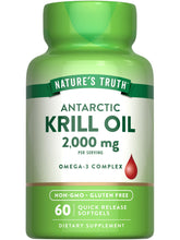 Nature's Truth envase frontal de krill 2000 mg mostrando el sello de calidad