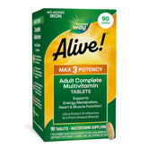 Nature's Way envase frontal Alive! Max3 mostrando etiqueta y beneficios visibles