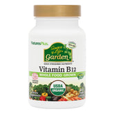 NaturesPlus frasco frontal de Source of Life Garden Vitamin B12 mostrando etiqueta y beneficios