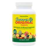NaturesPlus Source of Life vista frontal con etiqueta clara y beneficios