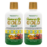 NaturesPlus frasco frontal del multivitamínico líquido mostrando el envase y beneficios visibles