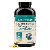 NatureWise frasco frontal mostrando 360 softgels y beneficio de suministro prolongado