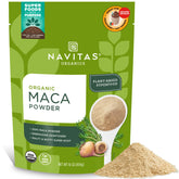 Navitas Organics mostrando el frente del empaque y beneficios orgánicos