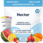 nectar paquete frontal mostrando diseño y cantidad 18 sobres, ideal para transporte