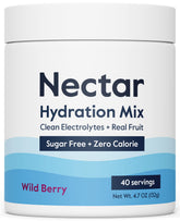 Nectar tarro frontal berry mostrando el envase y beneficios de hidratación