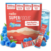 Nello Superfocus frente del empaque mostrando 20 sobres y beneficio de portabilidad