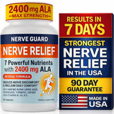 Nerve Guard frente del envase muestra fórmula y beneficio de soporte nervioso