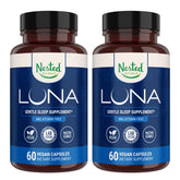Nested Naturals envase frontal mostrando nombre y beneficio sueño sin melatonina