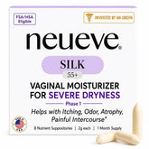 NeuEve Silk frente del empaque mostrando envase y beneficio de alivio duradero