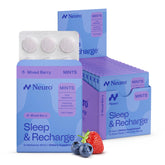 Neuro envase frontal mostrando 144 pastillas frutos del bosque y beneficios de descanso
