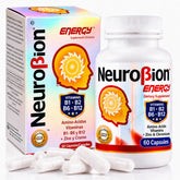 Neurobion envase frontal mostrando 60 cápsulas y beneficio energía mental