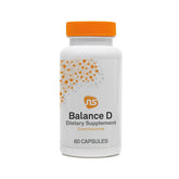 NeuroScience Balance D frasco frontal mostrando 60 cápsulas y diseño de etiqueta beneficioso