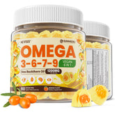 NEVISS frasco frontal de gomitas omega 3-6-7-9 mostrando diseño y cantidad