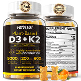 NEVISS frasco frontal de gomitas D3 K2 con información clara