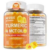 NEVISS empaque frontal mostrando 60 gomitas y beneficios clave