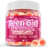 NEVISS envase frontal de gomas multivitamínicas para adolescentes, clara presentación