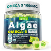 NEVISS paquete frontal mostrando 60 gominolas y beneficios omega‑3