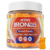 NEVISS envase frontal mostrando fórmula vegana y 18 mg de hierro