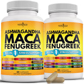 NEW AGE frasco frontal mostrando 120 cápsulas y etiqueta clara para confianza