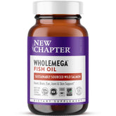 New Chapter botella frontal mostrando información y beneficio de omega-3