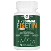 NICMIN envase frontal del suplemento liposomal fisetina mostrando pureza y beneficios