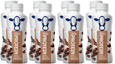 Niro vista frontal del pack de 8 batidos chocolate, práctico para llevar