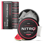 Nitro Pouches lata frontal Watermelon mostrando diseño y conveniencia