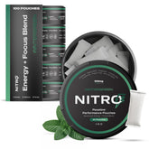 Nitro Pouches vista frontal de la lata mostrando diseño y beneficio práctico