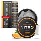 Nitro Pouches frente de lata mostrando diseño y sabor cítrico beneficios de portabilidad