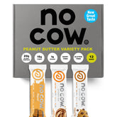 No Cow frontal del pack Peanut Butter mostrando el diseño y beneficios visibles