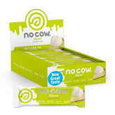 No Cow frontal del paquete mostrando 12 barras, conveniencia y proteína