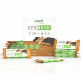 No Sugar Company frente del empaque keto bar, práctico y bajo en carbohidratos