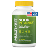 Noor Vitamins frasco delantero mostrando etiqueta halal y beneficios