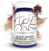 Nootropics Depot frasco frontal del extracto de jengibre negro, presentación de 180 cápsulas beneficioso para energía