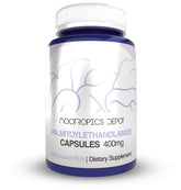 Nootropics Depot frasco delantero mostrando etiqueta y beneficios visibles