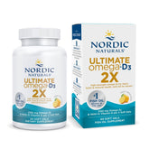 Nordic Naturals frente del envase mostrando cantidad y sabor limón, confianza en pureza
