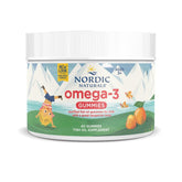 Nordic Naturals gomitas mandarina frontal del envase, mostrando la etiqueta y beneficio práctico