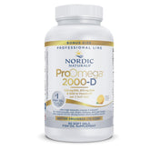 Nordic Naturals vista frontal del envase que muestra dosis y sabor limón