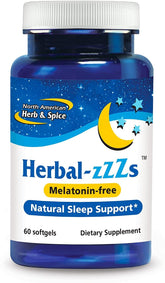 NORTH AMERICAN HERB & SPICE envase frontal Herbal-zzZs mostrando beneficios de sueño