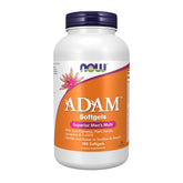 NOW Foods ADAM frasco frontal mostrando 180 softgels y claridad de uso
