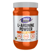 NOW Foods envase frontal de L-Arginine Powder mostrando marca y tamaño
