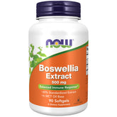 NOW Foods frasco frontal de Boswellia 500 mg, presentación clara y beneficios