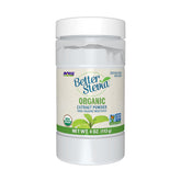 NOW Foods BetterStevia vista frontal del empaque, claridad de certificaciones