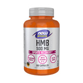 NOW Foods HMB frente del envase mostrando 120 cápsulas y beneficios