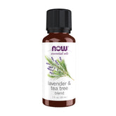 NOW Foods botella frontal de la mezcla lavanda y árbol de té mostrando etiqueta clara y tamaño
