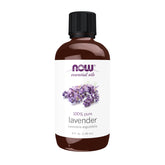 NOW Foods envase frontal de lavanda mostrando pureza y seguridad