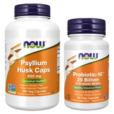 NOW Foods envases frontales del pack digestivo mostrando beneficios generales