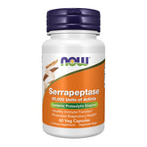 NOW Foods serrapeptase vista frontal del envase y etiqueta, confianza de marca
